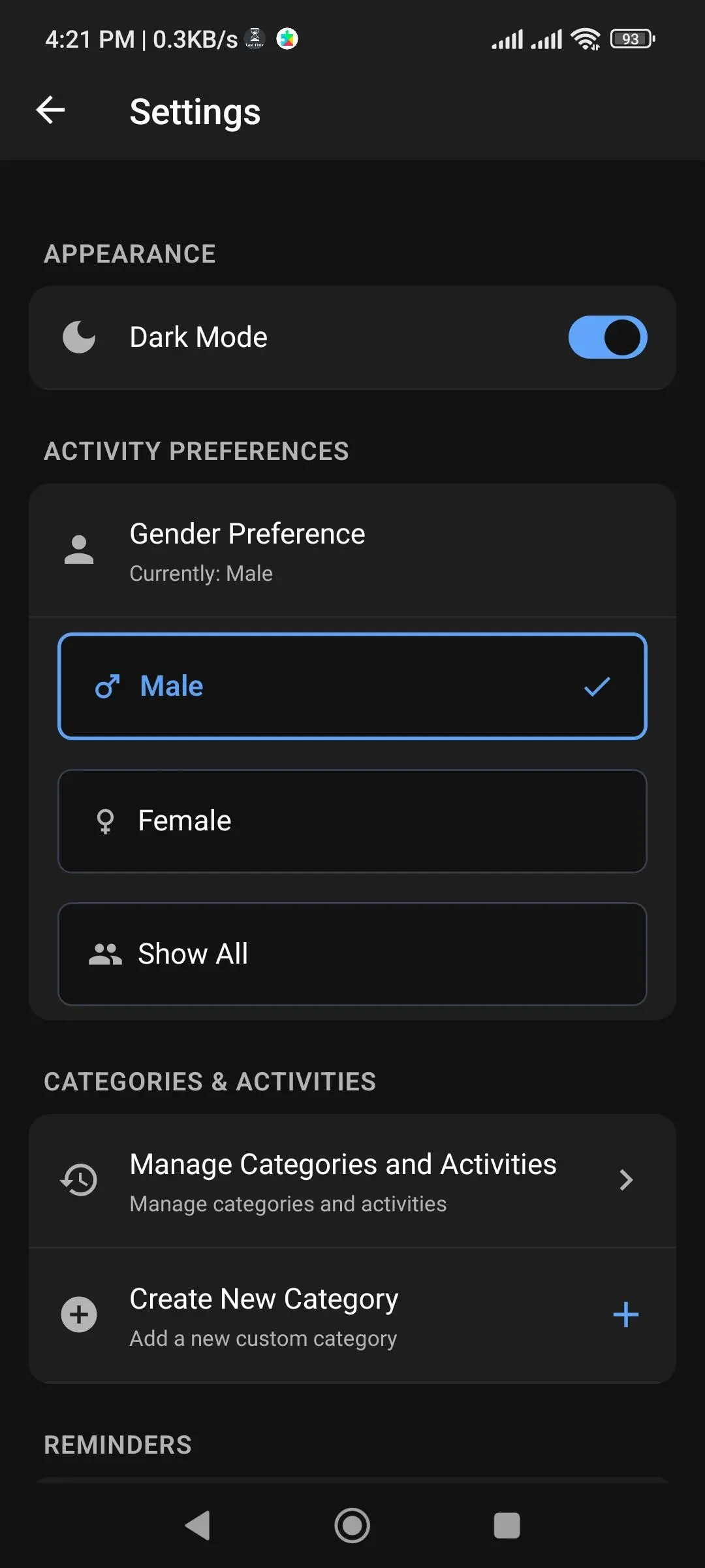 Last Time App - Settings
